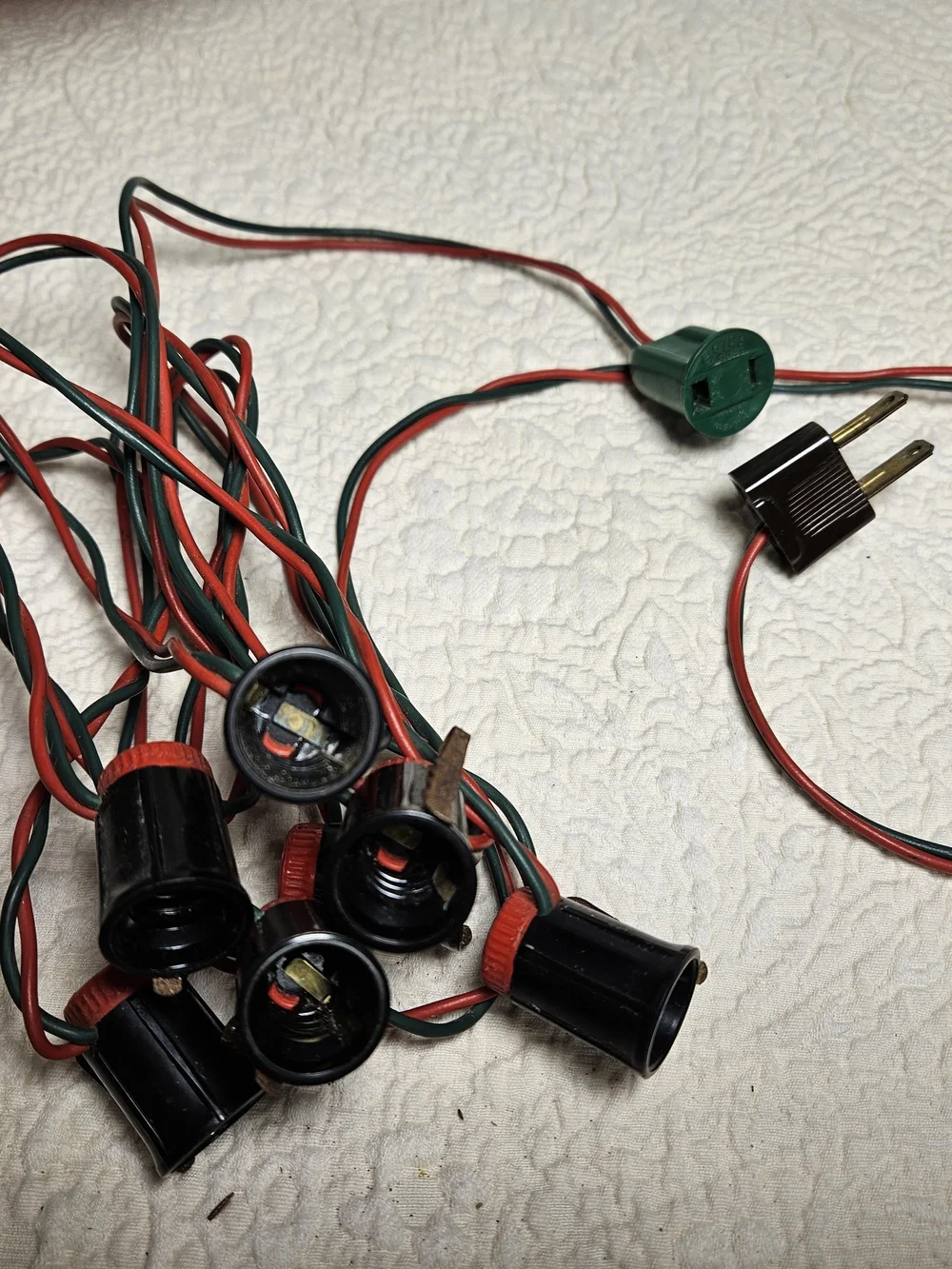 Vintage String Light Socket Set in Red and Green